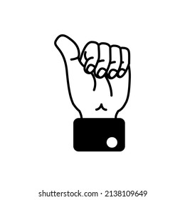 Isolated hand cartoon outline icon doing a gesture Vector illustration