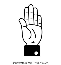 Isolated hand cartoon outline icon doing a gesture Vector illustration