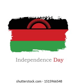 Isolated Hand draw Malawi flag with sun. Vector Illustration. National Malawi banner for design on white background. Africa continent. Independence Day