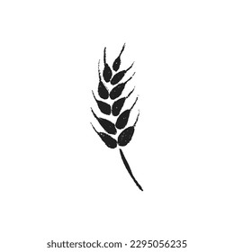 Isolated hand draw wheat symbol. Cute vector barley icon. Bakery drawn logo.