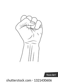 Isolated hand drawen hands on a white background, vector collection,outline illustration