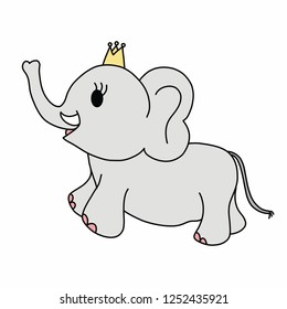 isolated hand drawing cute elephant 