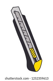 isolated hand drawing cutter knife vector