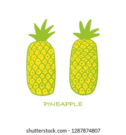 Isolated hand drawing fresh pineapple