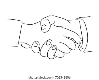 isolated of Hand drawing of handshaking -Vector Illustration