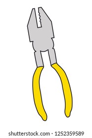 isolated hand drawing pliers vector