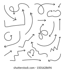  Isolated hand drawn arrow line in vector. Curve icon element for design. Vector Illustration