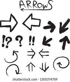 Isolated hand drawn arrows set on a white background