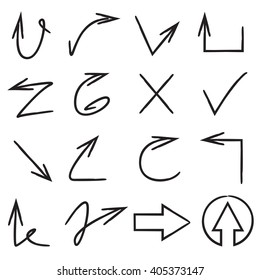isolated hand drawn arrows, vector  illustration