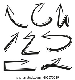 isolated hand drawn arrows, vector  illustration