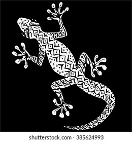 Isolated hand drawn asian gecko 
