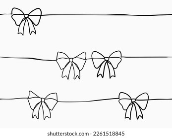 isolated hand drawn black doodle of ribbon seamless childish continuous lines element for card, wallpaper, cover, background, banner, label, texture or other etc. vector design