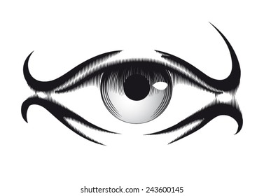 Isolated hand drawn black and white eye