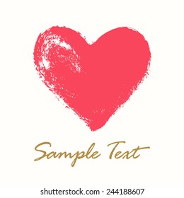 Isolated hand drawn brushed red heart illustration. Doodle romantic template for design and decoration valentine greetings