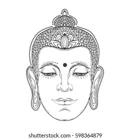 Isolated hand drawn Buddha's head
