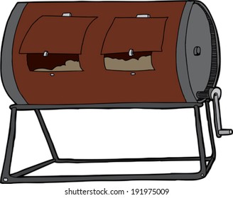 Isolated Hand Drawn Compost Tumbler On White Background