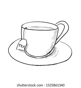isolated hand drawn cup of tea
