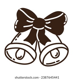 Viñetas de garabatos dibujadas a mano aisladas con arco. Ilustración vectorial plana sobre fondo blanco. Año Nuevo, Feliz Navidad. Para tarjeta, invitación, afiche, pancarta.