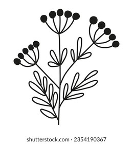 Isolated hand drawn doodle line simple abstract flower. Flat vector illustration on white background.