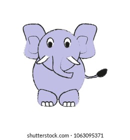 Isolated hand drawn elephant. Cartoon for childish print with wild animal. Vector illustration