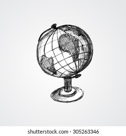 Isolated hand drawn Globe
