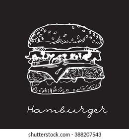 Isolated hand drawn hamburger