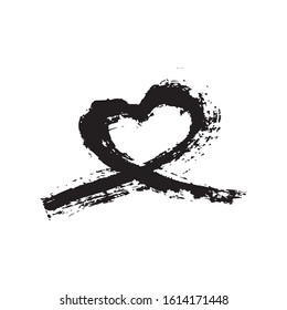 Isolated hand drawn heart. Love symbol painted by brush. Drawing sign. Vector Illustration 