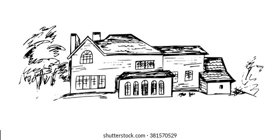 Isolated hand drawn house