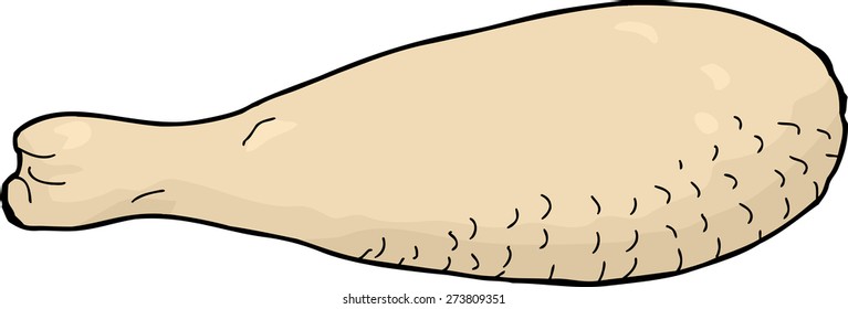 Isolated hand drawn raw chicken meat drumstick cartoon
