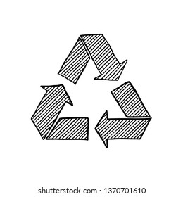 isolated hand drawn recycle, reduce, reuse symbol element for nature environmental usage, logo, icon etc. vector design.