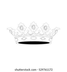 Isolated hand drawn royal crown, Vector illustration