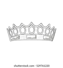Isolated hand drawn royal crown, Vector illustration