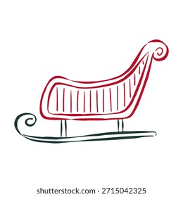 Trineo de invierno de Santa dibujado a mano aislado en estilo de tinta de boceto retro. Ilustración vectorial plana. Diseño universal para tarjeta, cartel, redes sociales, pegatina. Concepto de Navidad.