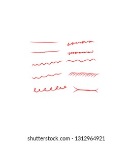Isolated hand drawn set of underline. Vector set of underline, design set illustration