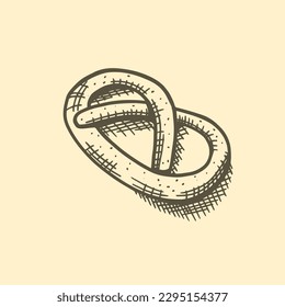 Isolated hand drawn sketch vector illustration of pretzel.