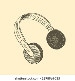 Isolated, hand drawn sketch vector illustration of headphones.