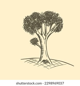 Isolated hand drawn sketch vector illustration of tree.