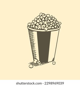 Esbozo aislado, dibujado a mano ilustra vectores de palomitas de maíz.