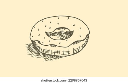 Isolated hand drawn sketch vector illustration of donut.