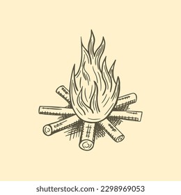 Isolated, hand drawn sketch vector illustration of a campfire.