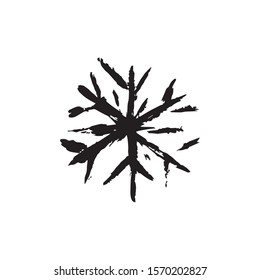 Isolated hand drawn snowflake for winter holiday background. Snow icon. Modern Christmas snowfall symbol. Vector Illustration