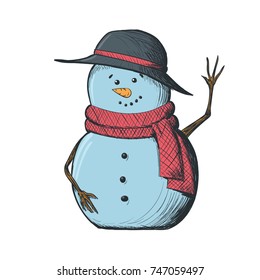 Isolated hand drawn snowman