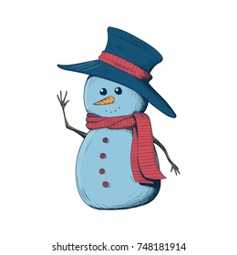 Isolated hand drawn snowman