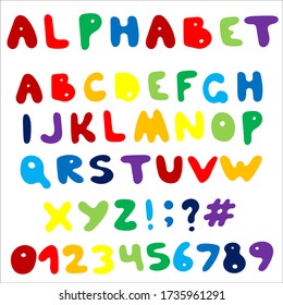 Isolated hand drawn vector colores alphabet.