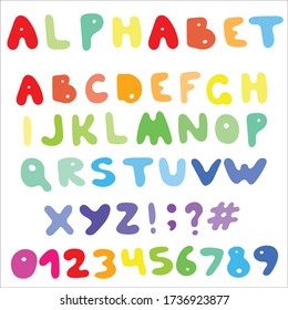 Isolated hand drawn vector colores alphabet.