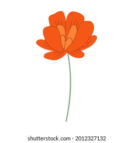 Isolated hand drawn vector flower for decoration, nursery, children illustration, gentle colours