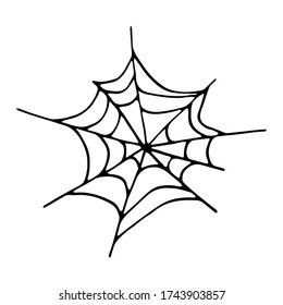 Isolated hand drawn vector illustration of cobweb in doodle style. Halloween's element for festival  design, invitation, greeting card, poster.