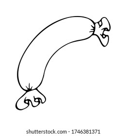 Isolated hand drawn vector illustration of a sausage in doodle style. Traditional german beer holiday in october. Element of October Fest .Design for flyer, leaflet, invitation or poster.