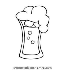 Ilustración vectorial aislada a mano de un vaso de cerveza en estilo doodle. Fiesta tradicional de cerveza alemana en octubre. Elemento del Festival de Octubre. Diseño para volante, volante, invitación o afiche.