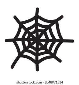 Isolated hand drawn vector illustration of cobweb in doodle style. Halloween element for festival design, invitation, greeting card, poster.